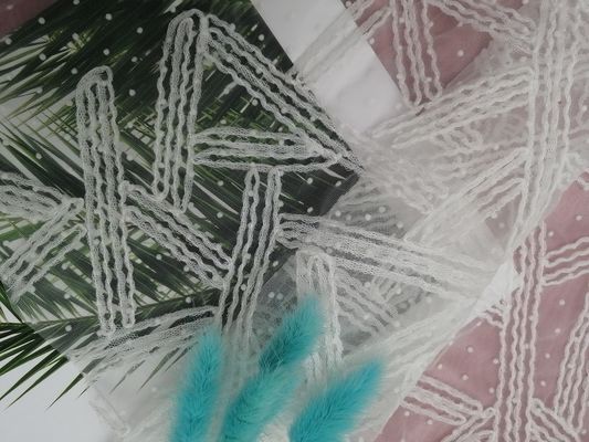 Kain Bordir Applique 3D Putih Untuk Renda Kain Garmen Wanita