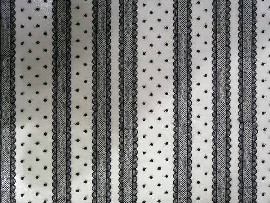 Black Dot Line Tulle Mesh Kain Renda Bordir Untuk Tekstil Rumah