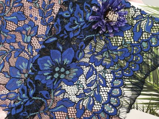 100 Yards Blue Eyelash Corded Lace Fabric Tekstil Rumah Kain Scallop Edge Mesh