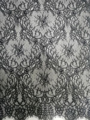 Kain Renda Chantilly Hitam Tulle Terstruktur Prancis