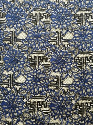 Rumah Tekstil Bunga Besar Kain Renda Corded Biru Untuk Gaun Gadis Kecil