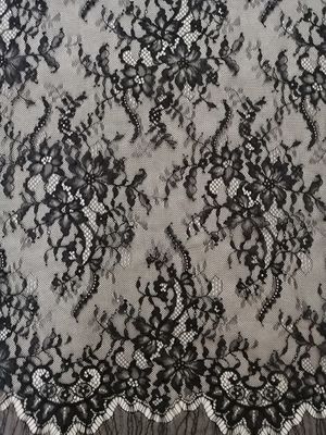 Bunga Hitam Kain Renda Chantilly Perancis Tekstil Rumah Tekstil Renda Tirai