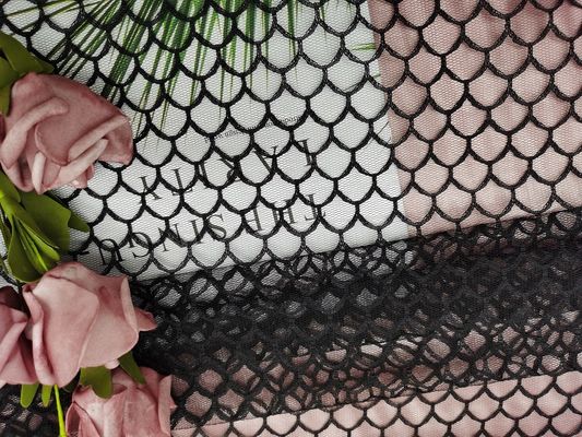 Timbangan Ikan Pola Kain Jaring Tulle Lembut Hitam
