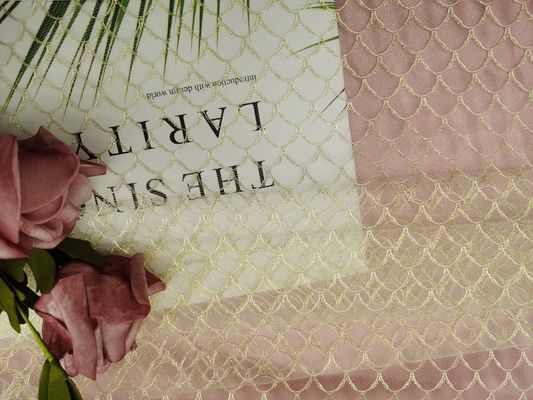 Emas Lurex Metallic Ivory Soft Tulle Mesh Fabric Untuk Gaun Gadis Kecil