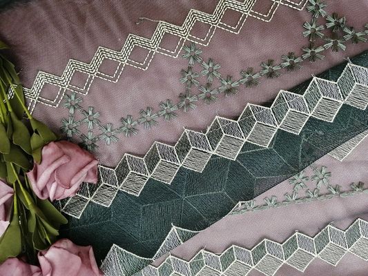 Kain Tulle Bordir Putih Geometris Kain Renda Pengantin Mewah