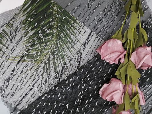 Kain Bordir Payet Metalik Tulle Mesh Lurex