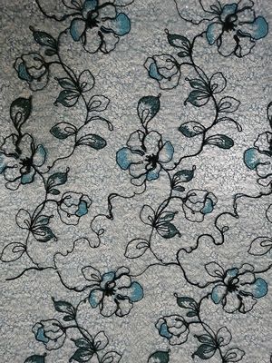 Bunga Lace Mesh Kain Bordir Berwarna Hijau Evening Dress Fabric