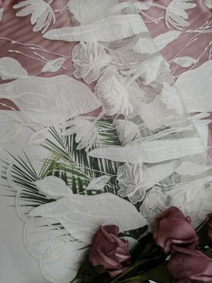 Kain Renda Cutwork Bordir Potong Laser Putih Tulle Applique