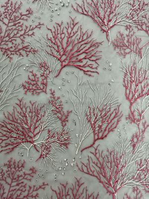 Pesta Blue Sea Plants 125CM Kain Renda Bordir