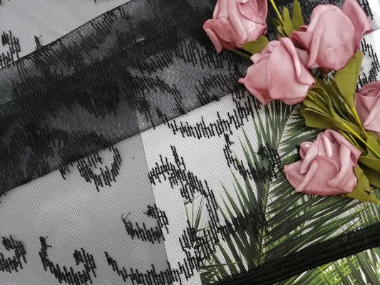 100 Yards 125CM Tulle Mesh Crochet Hitam Kain Renda Bordir