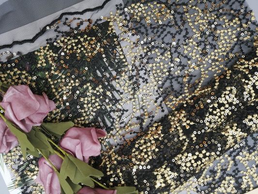 Kain Mesh Payet Bordir Pesta 125CM Hitam