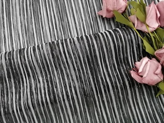 Pesta 100 yard Kain Renda Lipit Hitam Metalik Lurex Mesh