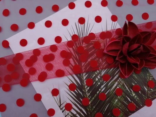Kain Jaring Berbondong-bondong Polka Dot Tulle Merah Besar