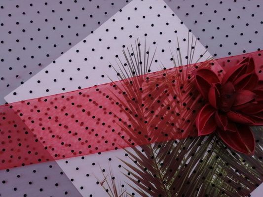 Kain Tulle Berkelompok Polka Dot Merah Untuk Gaun Malam