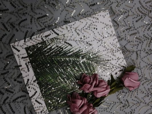 Kain Renda Payet Bordir Pesta Abu-abu Untuk Gaun Pengantin