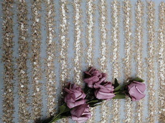 Lady Dress Dekorasi 60 Yards Kain Renda Payet Bordir Linear Linear