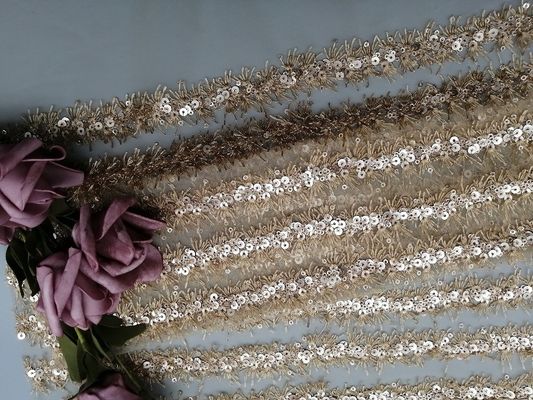 Lady Dress Dekorasi 60 Yards Kain Renda Payet Bordir Linear Linear