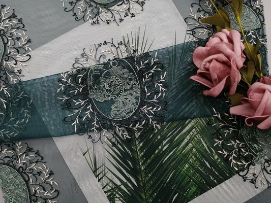 60 Yards Tulle Mesh Kain Renda Bordir Pesta Hijau