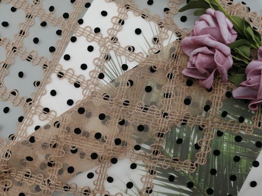 125cm Polka Dot Bordir Berbondong-bondong Tulle Mesh Fabric