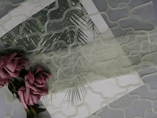 Bordir Mesh Kain Renda Geometris Dekoratif French Chantilly