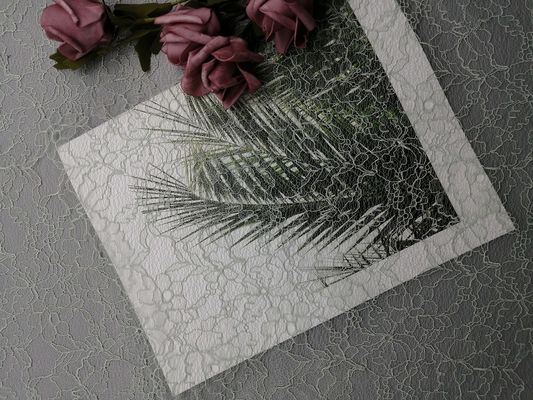 100% Polyester Corded Lace Fabric Kain Bordir Warna Disesuaikan