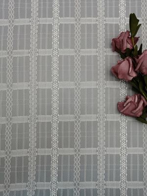 Kain Renda Tulle Geometris Mesh Putih Ringan Lady Dress Fabric
