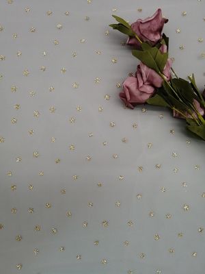 Kain Metalik Bentuk Bintang Tulle Mesh Wanita Gaun Foil Printing Coating