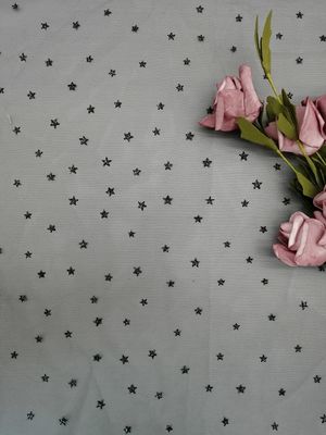 Kain Metalik Bentuk Bintang Tulle Mesh Wanita Gaun Foil Printing Coating