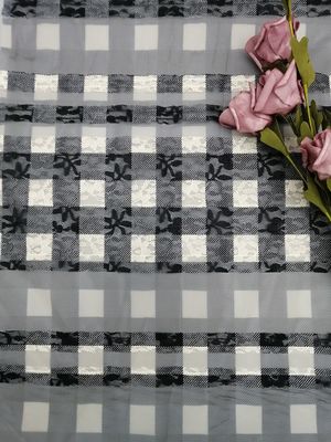 Pola Kotak-kotak Bordir Bergaris Renda kain cetak kotak-kotak