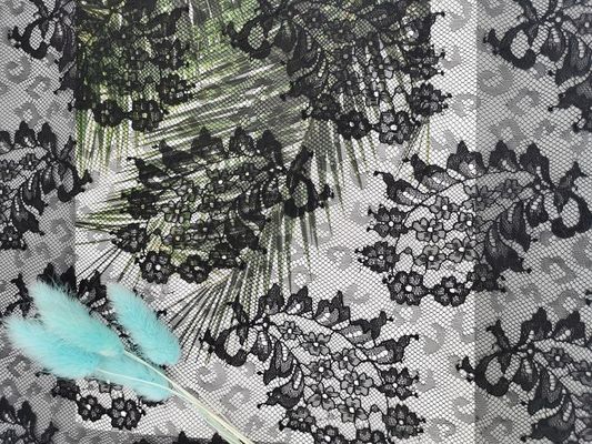 Paisley French Lace Black Lightweight Tulle Lace Fabric