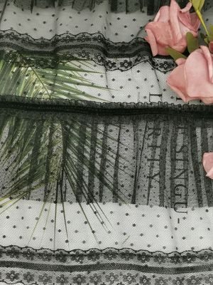 Black Dot Foil Printing Lipit Crinkle Mesh Kain Tulle Hancur
