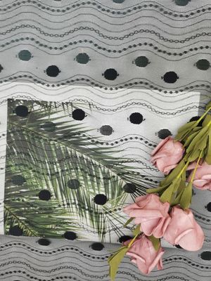 Linear All Over Spot Polyester Lace Potong Black Tulle Mesh