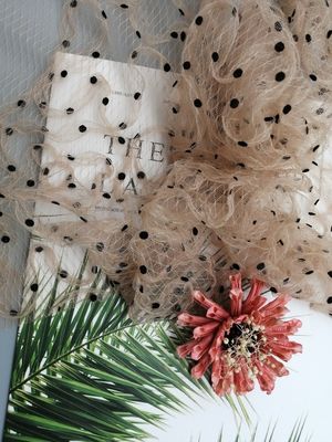 Kain Renda Bunga Tiga Dimensi 3D Dot Berkelompok Tulle Cording Mesh