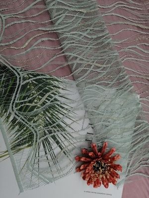 French Chantilly Eyelash Metallic Lace Fabric With Scallop