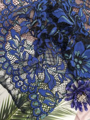 100 Yards Blue Eyelash Corded Lace Fabric Tekstil Rumah Kain Scallop Edge Mesh