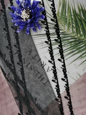 Rumah Tekstil Black Letter Tulle Berkelompok Mesh Fabric