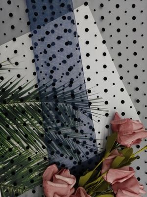 Navy Dot Tulle Berbondong-bondong Mesh Fabric Untuk Lady Evening Dress