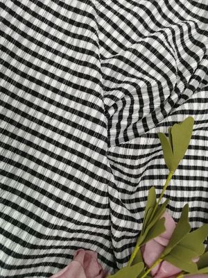 Putih Hitam Warp Knitting Kotak-kotak Peregangan Kain Renda Jaring Berat
