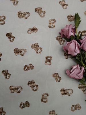 Heart Tulle Lace Printed Flocked Mesh Fabric Untuk Pakaian Anak-anak