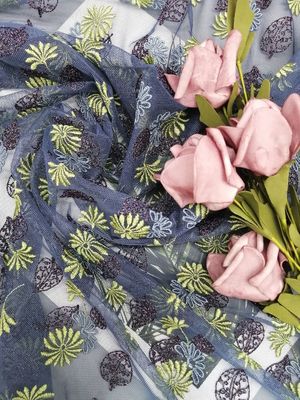 125 CM 3D Kain Renda Bunga Berwarna Voile Bordir Metalic Tulle