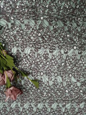 Bahan Kimia Kain Bordir Metalik Glitter Lace Payet