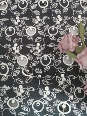 100% Katun Voile Kain Lubang Bordir Dua Nada Renda