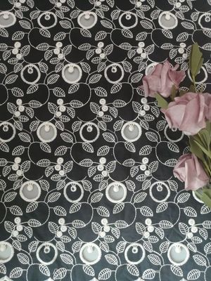 100% Katun Voile Kain Lubang Bordir Dua Nada Renda