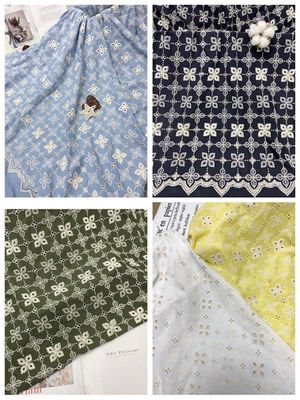 100 Yards Floral Cotton Bordir Lubang Kain Kain Garmen Anak-anak