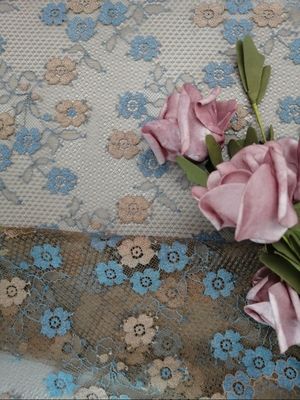 145CM Kecil Floral Bordir Kain Renda Gaun Wanita Renda Warna Coklat
