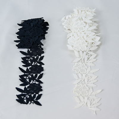 2.3 "Hitam Polyester Lace Trim Scalloped Edge Ribbon Crochet Bordir Untuk Pakaian