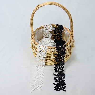 2.3 "Hitam Polyester Lace Trim Scalloped Edge Ribbon Crochet Bordir Untuk Pakaian