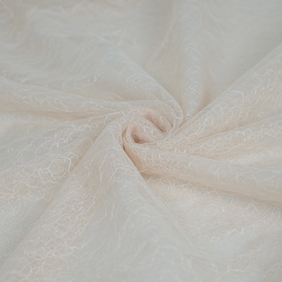 Cream Floral Overlay Tipis Bordir Renda Kain Tulle OEKO - Tex Standard
