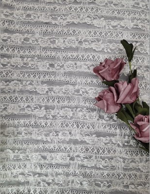 Putih Lembut Tulle 100% Polyester Kain Renda Bordir 3D