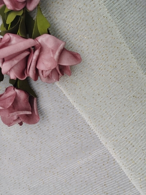 Lipit Tulle Mesh Foil Dicetak Kain Berkilauan Tulle Lace